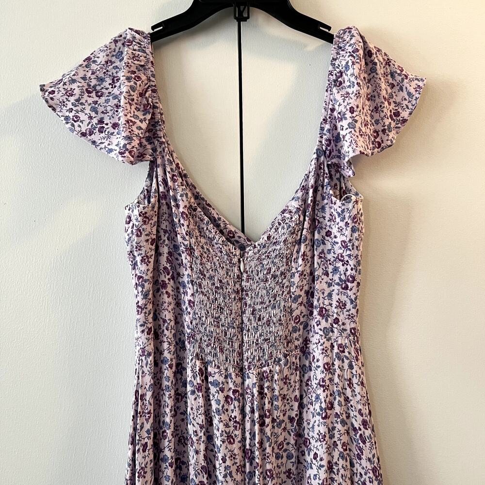 Reformation Baxley Floral Print Lilac Purple Midi Dress Size 8 Viscose New - Picture 8 of 8